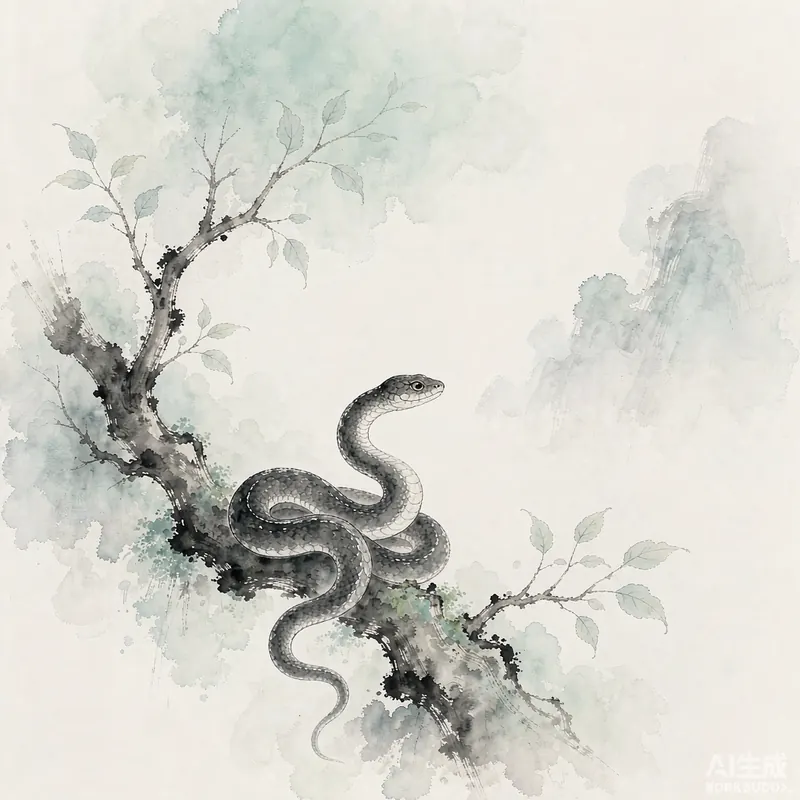 Ink-wash illustration for dreaming of snakes: what it really means