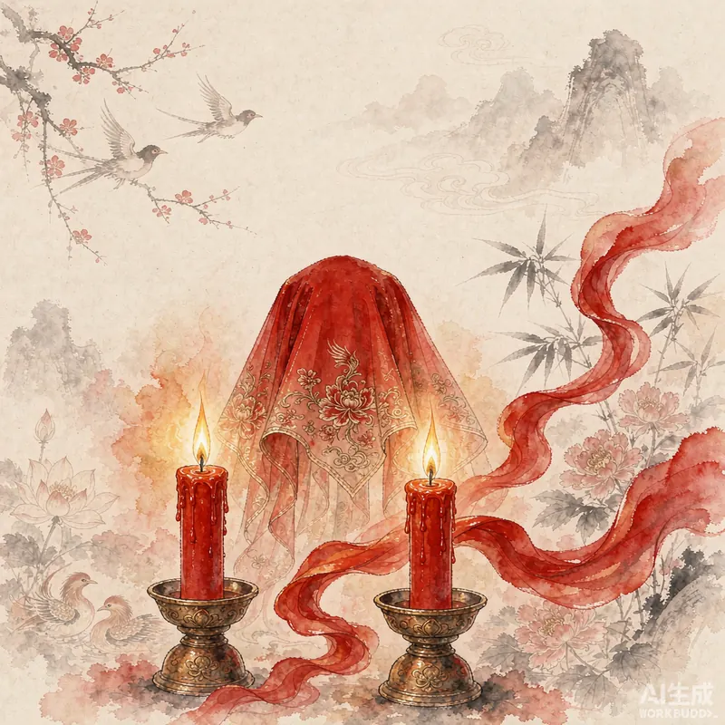 夢見結婚是什麼意思_周公解夢水墨插圖